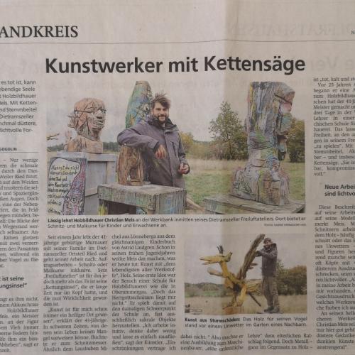 Bericht über Fachlehrer Christian Meis mit dem Titel Kunstwerker mit Kettensäge